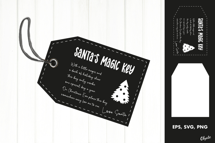 Santa’s Magic Key, Black and White EPS, SVG, PNG