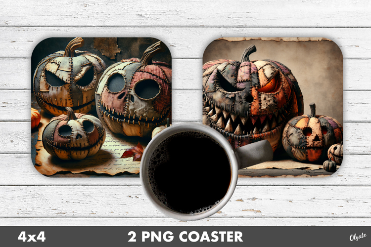 Monster Pumpkin Coaster. Halloween Retro Coaster PNG