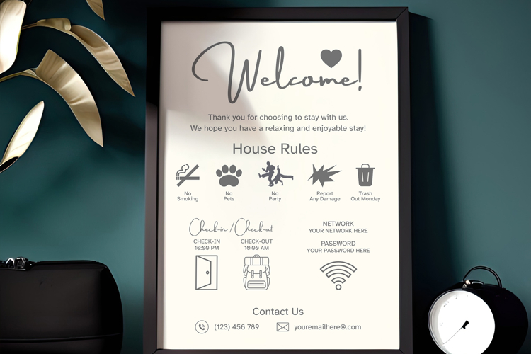 Vacation Rental Welcome Sign Template Canva Editable Design