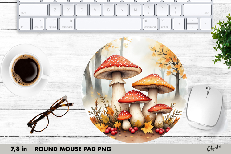 Mushrooms Mouse Pad, Round Mouse Pad PNG