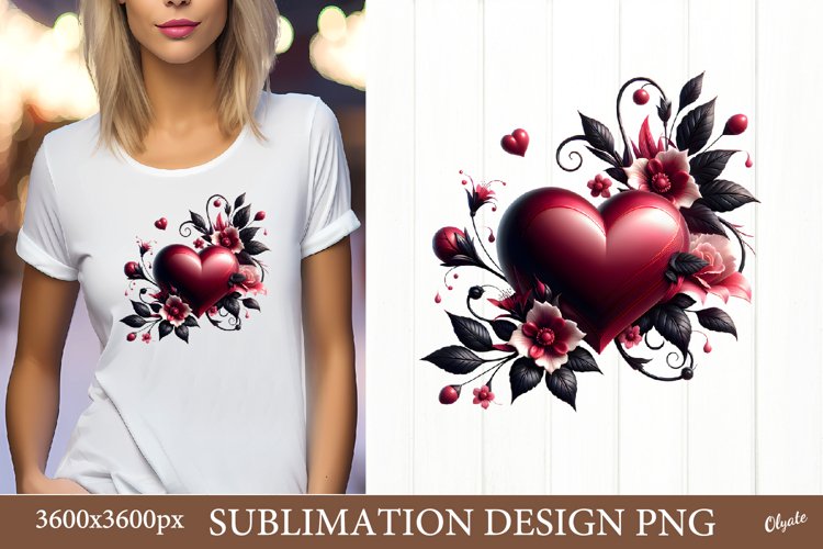 Gothic Valentine’s Day Sublimation. Gothic Heart Tshirt Desi