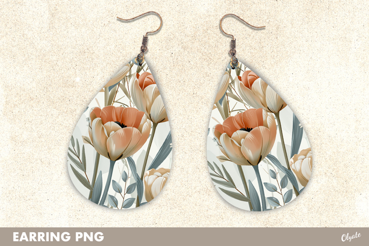 Earring Watercolor Sublimation. Easter Earrings Teardrop PNG
