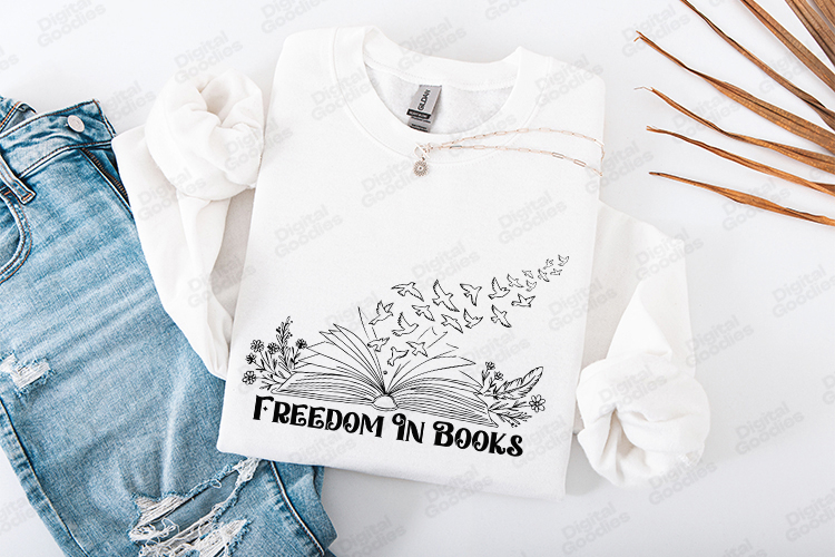 Freedom In Books Minimal Open Book Line Art Design
