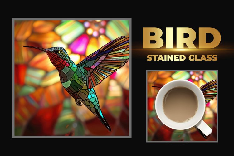 Bird Stained Glass Square Coaster example image 1