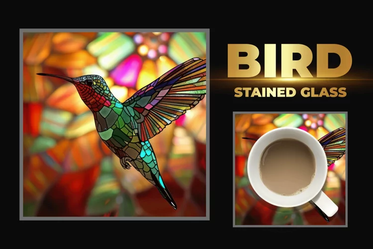 Bird Stained Glass Square Coaster