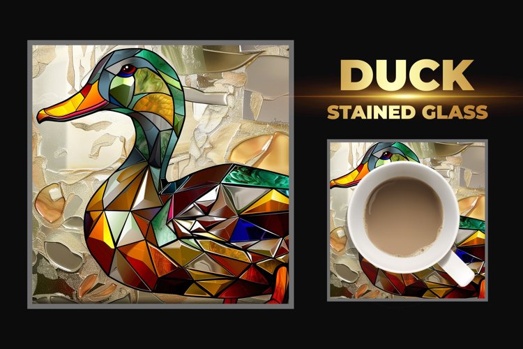 Duck Stained Glass Square Coaster example image 1