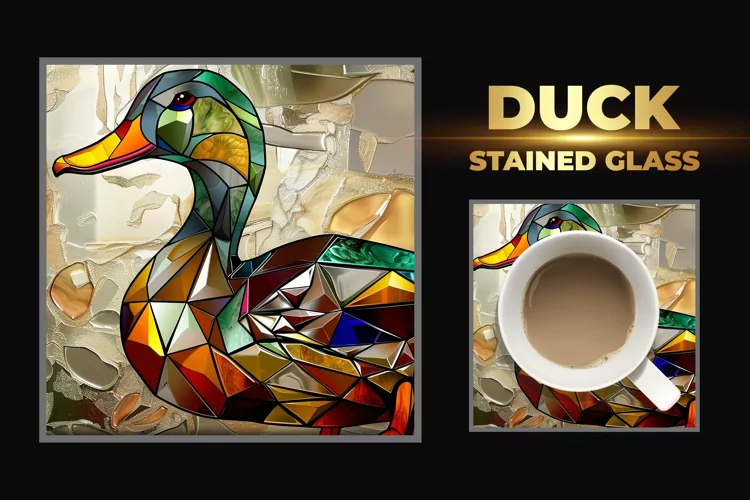 Duck Stained Glass Square Coaster
