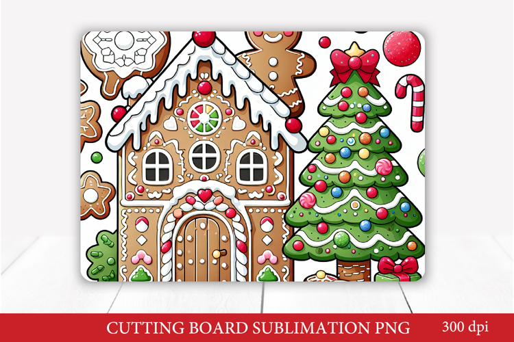 Gingerbread Christmas Cutting Board PNG