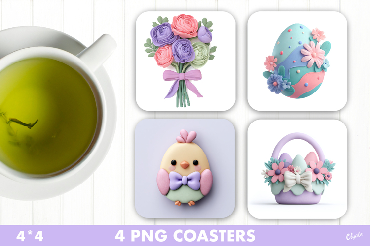 Easter Coaster PNG, Easter Sublimation Design