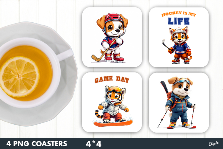 Sport Animal Coaster PNG, Winter Sport Coaster PNG