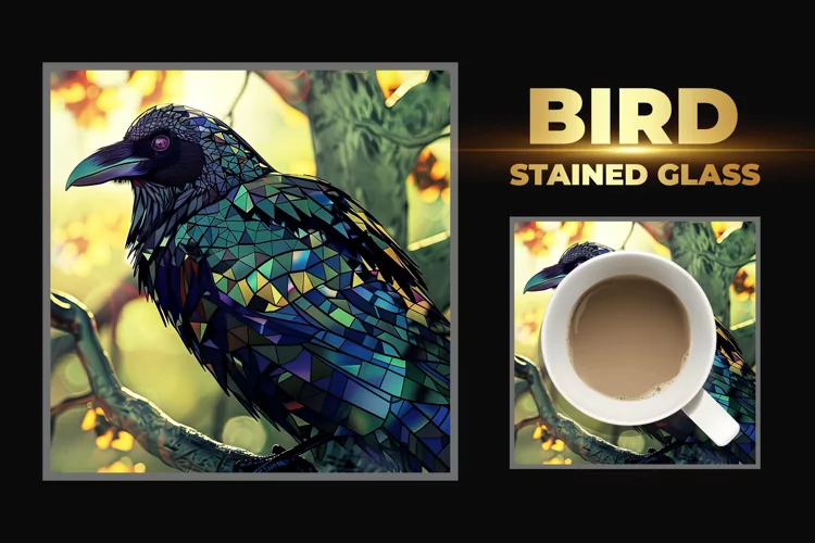 Bird Stained Glass Square Coaster