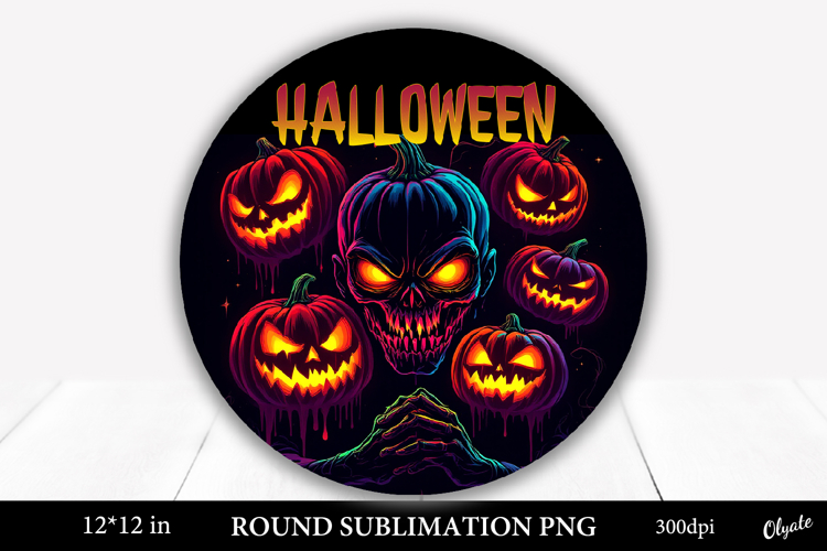 Zombie Pumpkins, Halloween Round Sign PNG