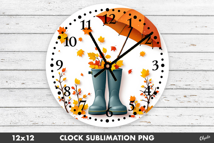 Clock Face Sublimation PNG. Fall, Autumn Design PNG