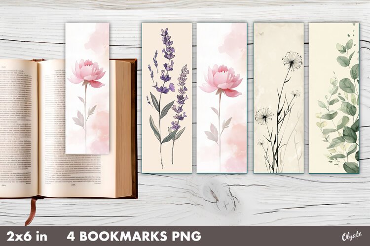 Floral Bookmarks, Printable Bookmarks PNG example image 1