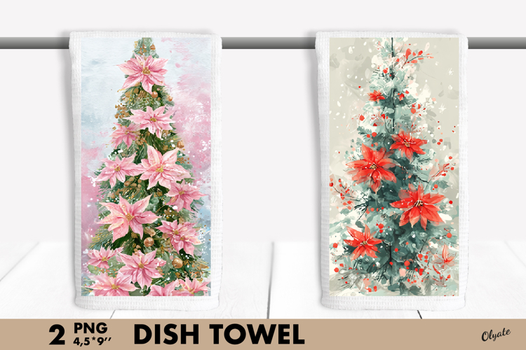 Watercolor Christmas Tree Dish Towel Sublimation