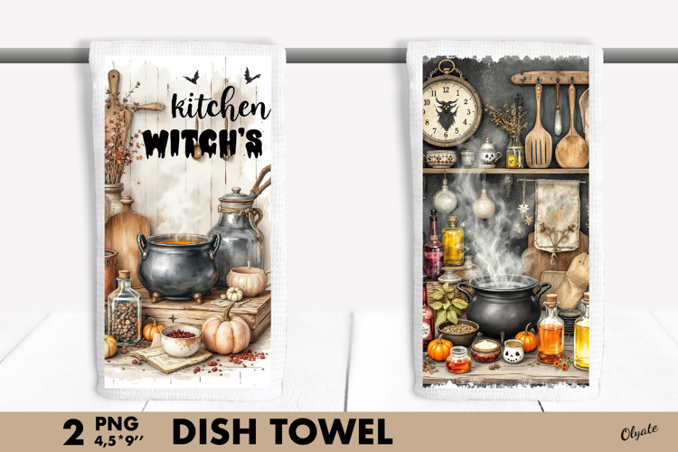Witch’s Kitchen PNG, Halloween Dish Towel Sublimation PNG