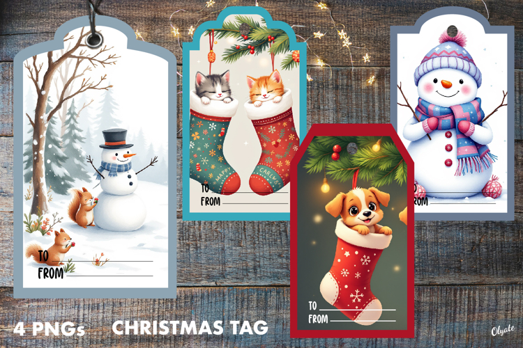 Christmas Gift Tags PNG. Gift Tag Sublimation PNG