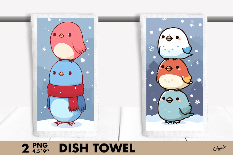 Funny Bird PNG, Christmas Bird Dish Towel Sublimation