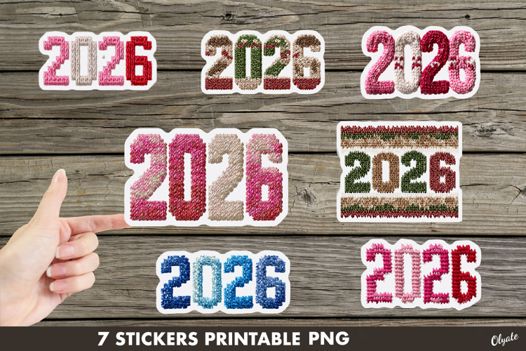 2026 Stickers PNG, New Year Stickers Printable