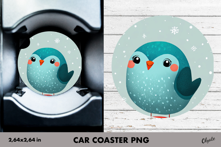 Christmas Cute Bird, Winter Car Coaster PNG