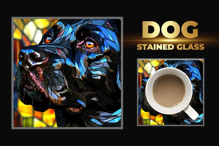 Dog Stained Glass Square Coaster