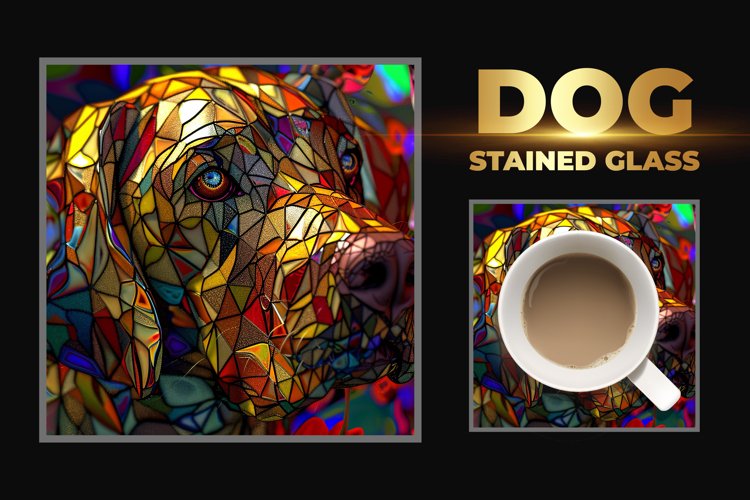Dog Stained Glass Square Coaster example image 1