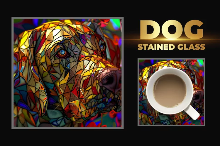 Dog Stained Glass Square Coaster