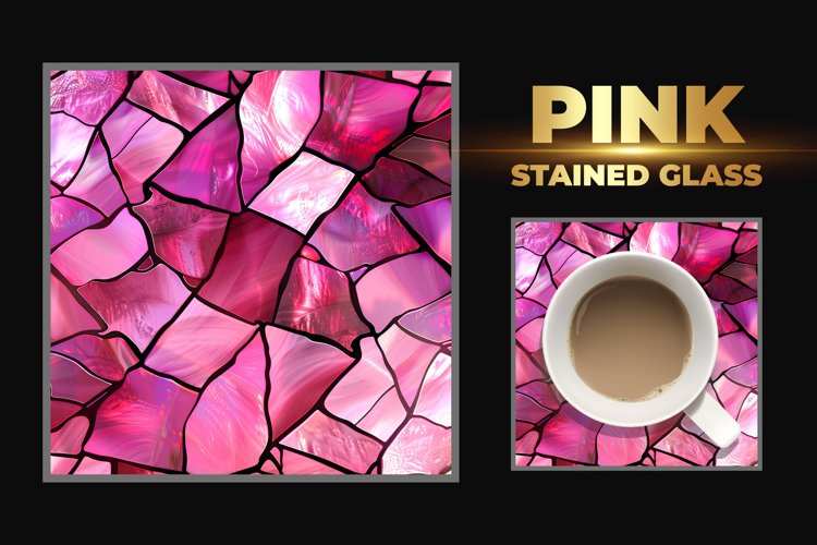 Pink Stained Glass Square Coaster example image 1