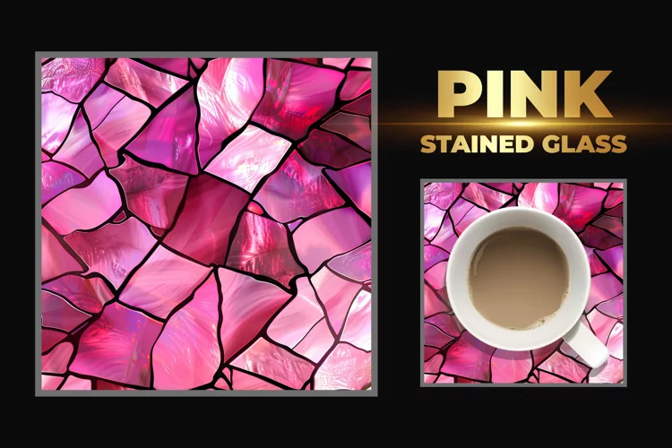 Pink Stained Glass Square Coaster