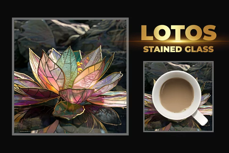 Lotos Stained Glass Square Coaster
