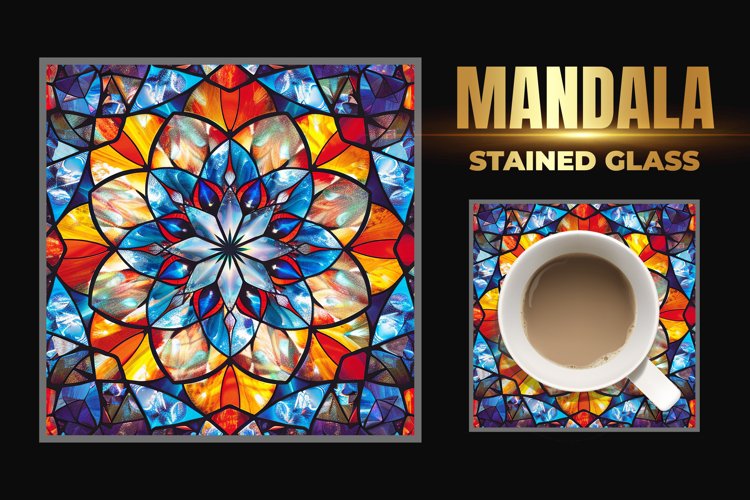 Mandala Stained Glass Square Coaster