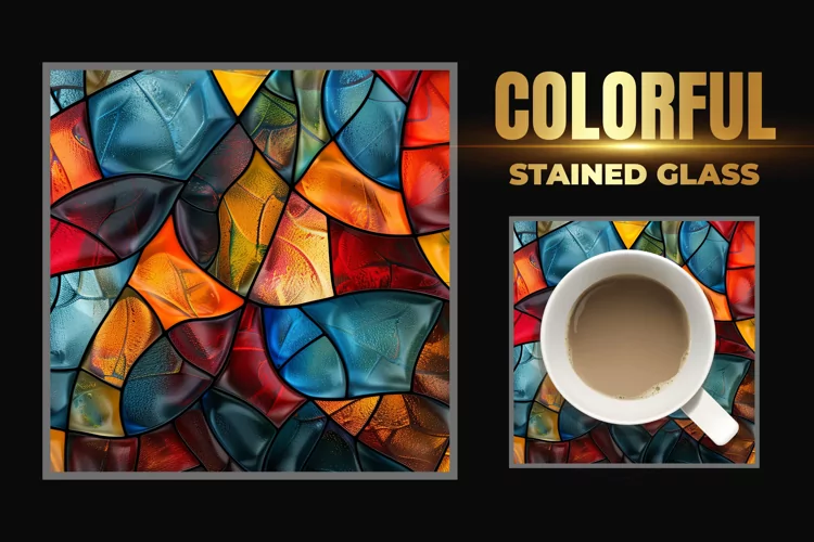 Colorful Stained Glass Square Coaster