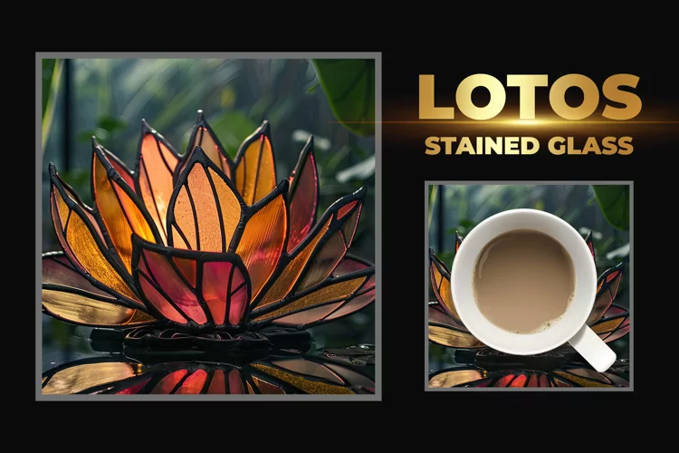 Lotos Stained Glass Square Coaster