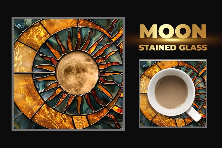 Moon Stained Glass Square Coaster