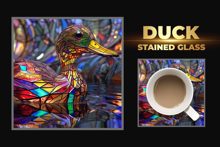 Duck Stained Glass Square Coaster example image 1