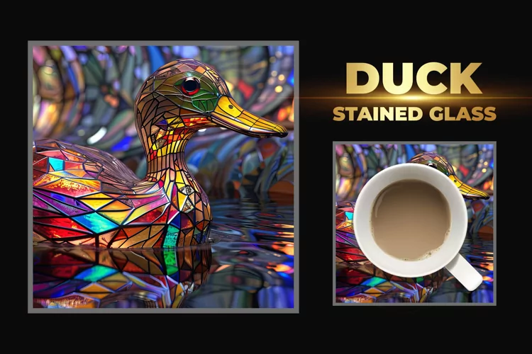 Duck Stained Glass Square Coaster