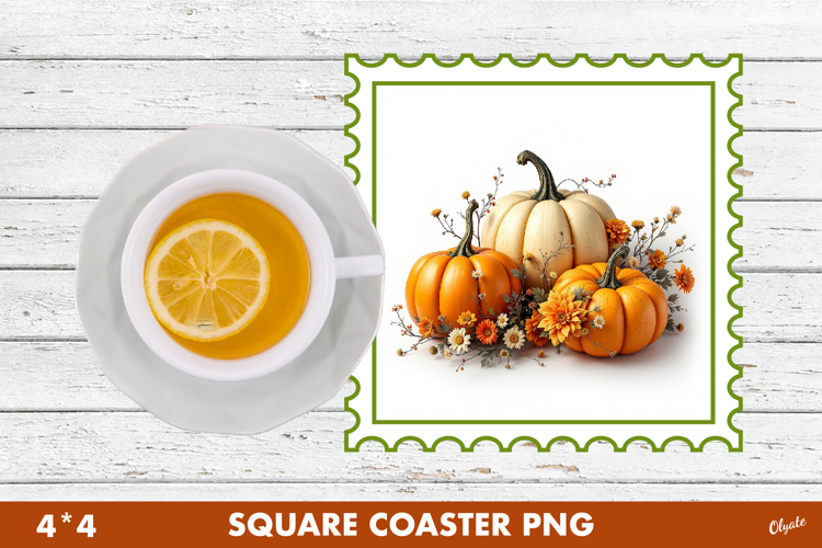 Pumpkin Coaster PNG. Thanksgiving Square Coaster PNG