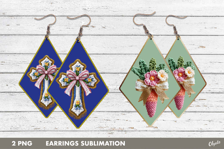 Yarn Easter Earring PNG, Knitting Easter Earring Sublimation