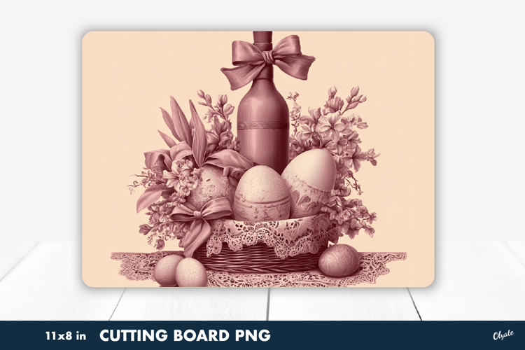 Vintage Easter Basket, Leather Style, Cutting Board PNG