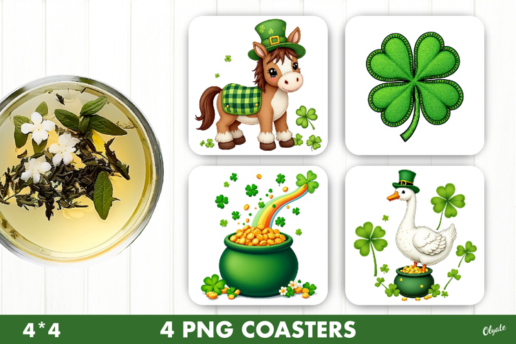 St Patrick’s Day Coaster PNG, Patrick Green Coaster Design