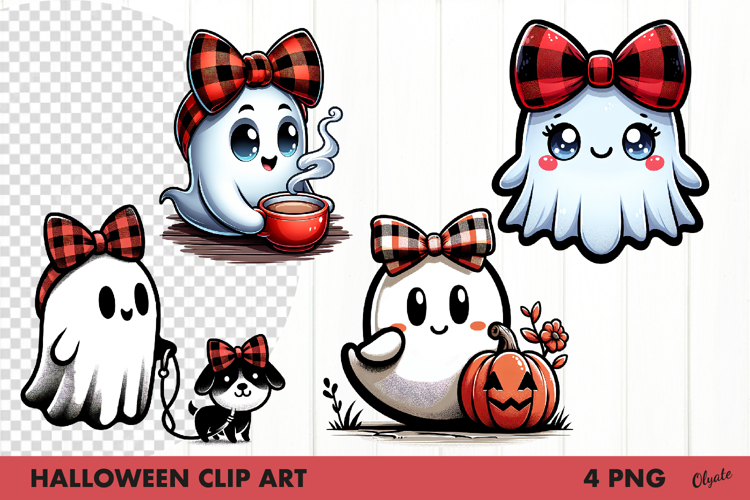 Cute Ghost Clipart PNG. Halloween Clip Art PNG
