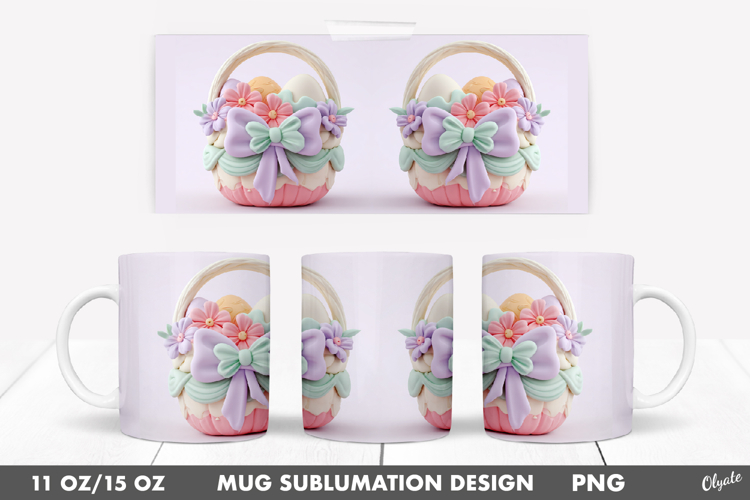 Easter Mug Sublimation Wrap, Spring Mug 11 OZ, 15 OZ
