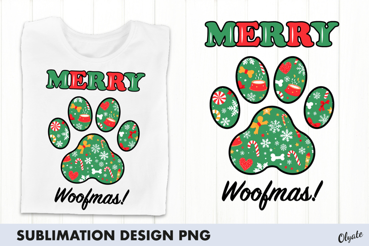 Merry Woofmas, Dog Christmas Sublimation PNG