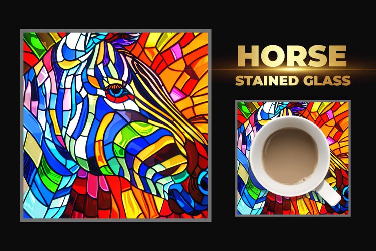 Horse Stained Glass Square Coaster example image 1