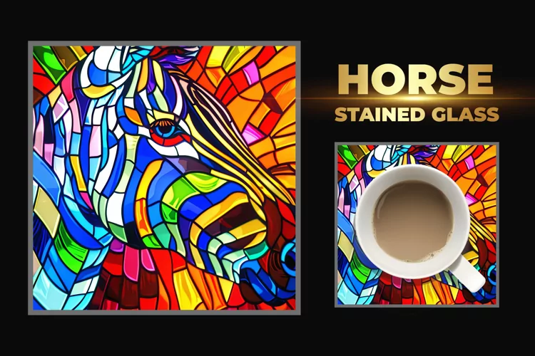 Horse Stained Glass Square Coaster