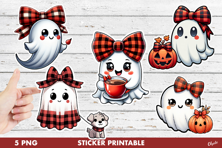 Cute Ghost Stickers PNG. Halloween Stickers PNG