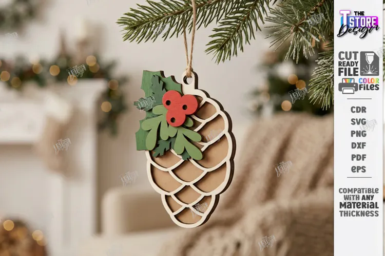 3D Layered Christmas Ornament Laser Cut | Christmas Cone