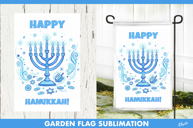 Hanukkah Garden Flag PNG, Happy Hanukkah Sublimation