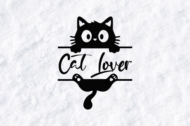 Cute Cat Lover SVG - Black Cat Peeking Vector Cut File