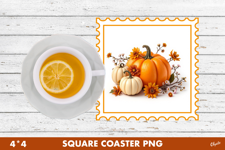 Pumpkin Coaster PNG. Halloween Square Coaster PNG